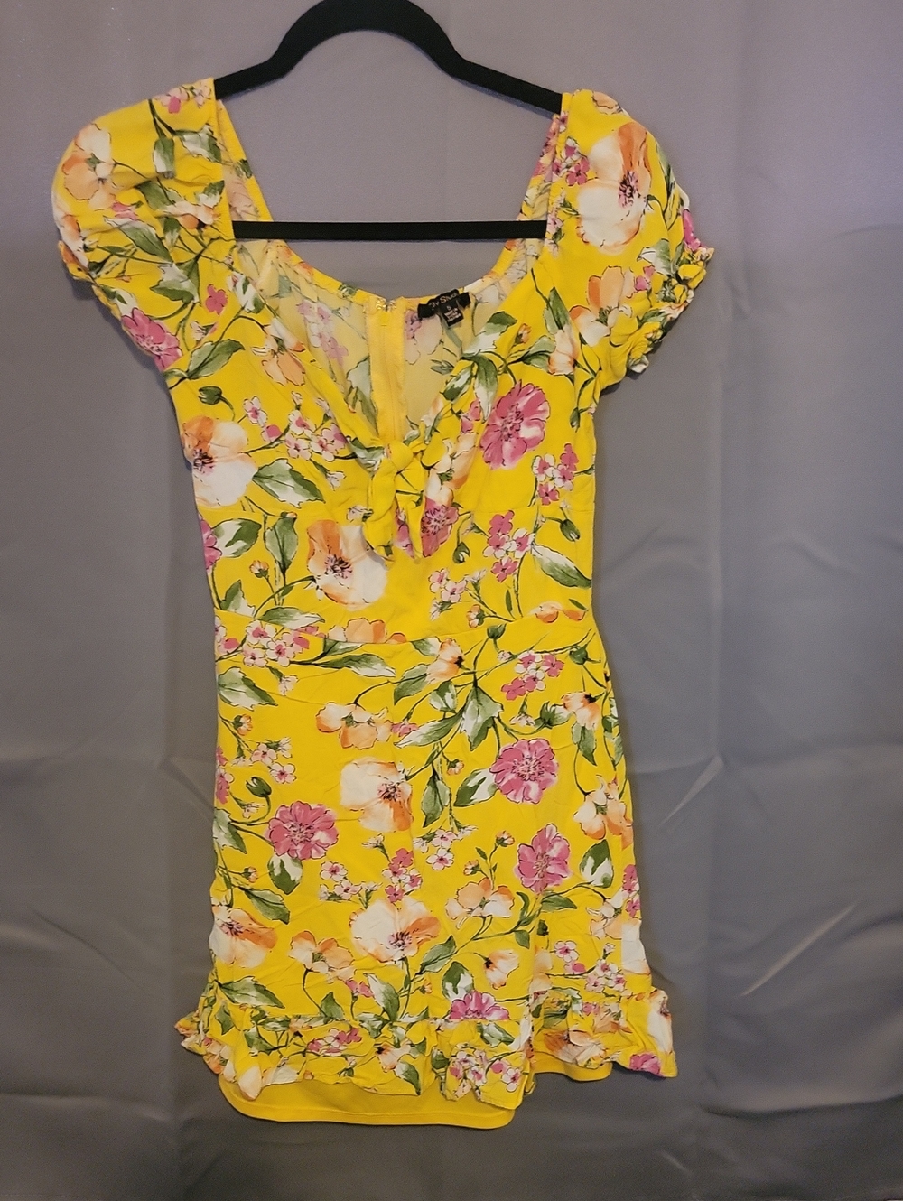 City Studio Yellow Floral Ruffled Mini Dress